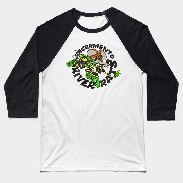 Defunct Sacramento Rats Roller Hockey Baseball T-Shirt by Defunctland